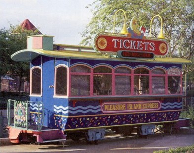 Image of Fort Wilderness cars used as ticket booths.